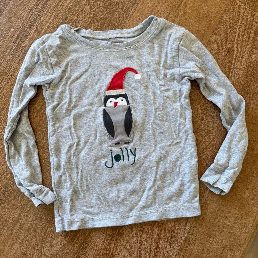 Jolly Christmas holiday penguin Santa Pajama Top